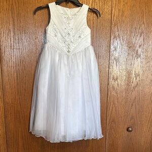 Rare Editions White Embellished Tulle Formal Dress for Girls